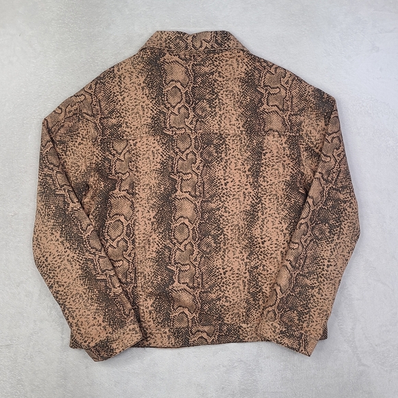 Free People Snake Print Oversized Trucker Jacket Size Medium Womens - Picture 3 of 12
